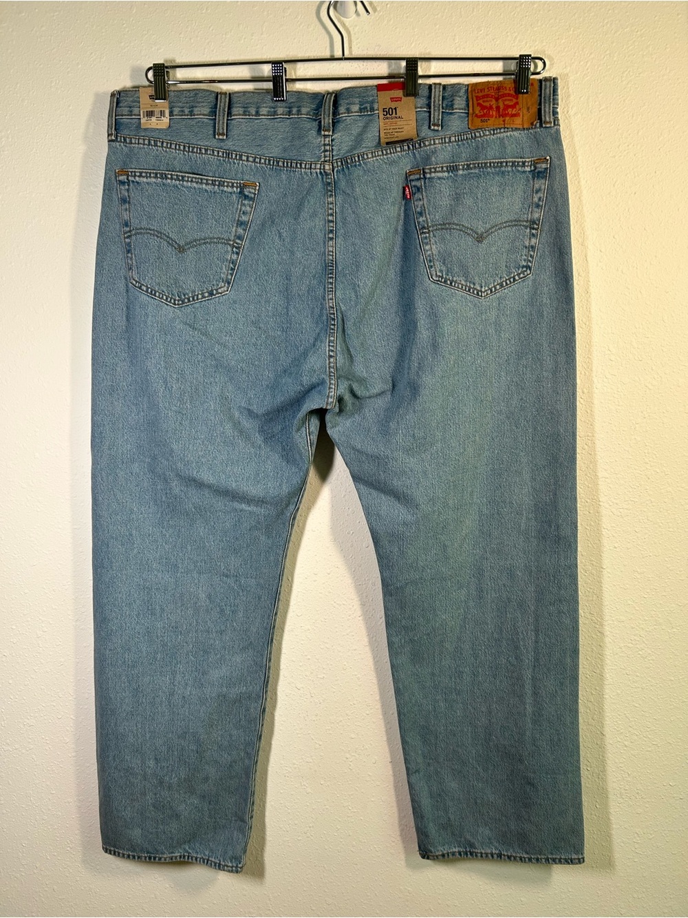 Levi's 501 Button Fly Jeans Big Men's Size 50x33 Blue Denim Straight Leg Cotton
